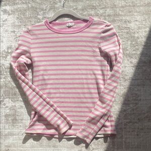 Pink and White Striped Long Sleeve Shirt